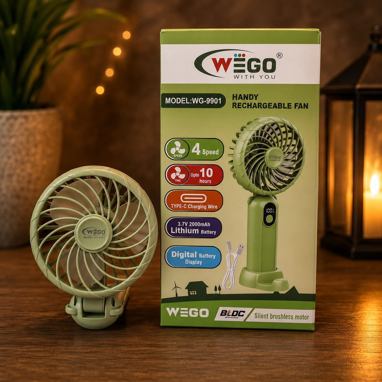 WEGO WG-9901 Rechargeable Handheld Fan